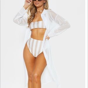 PrettyLittleThing White Oversized Beach Shirt Dress